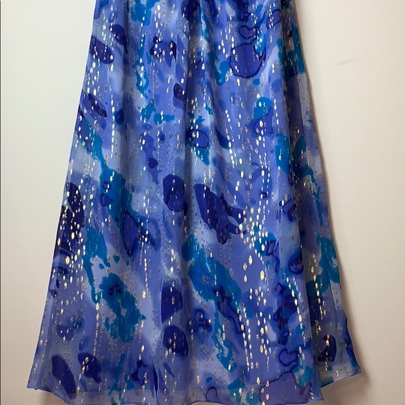 Blue & Gold Strapless Dress - Picture 6 of 8